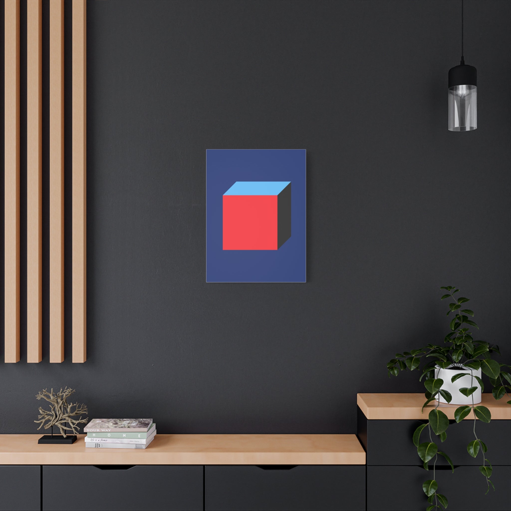 Abstract Red & Blue Cube Canvas Art