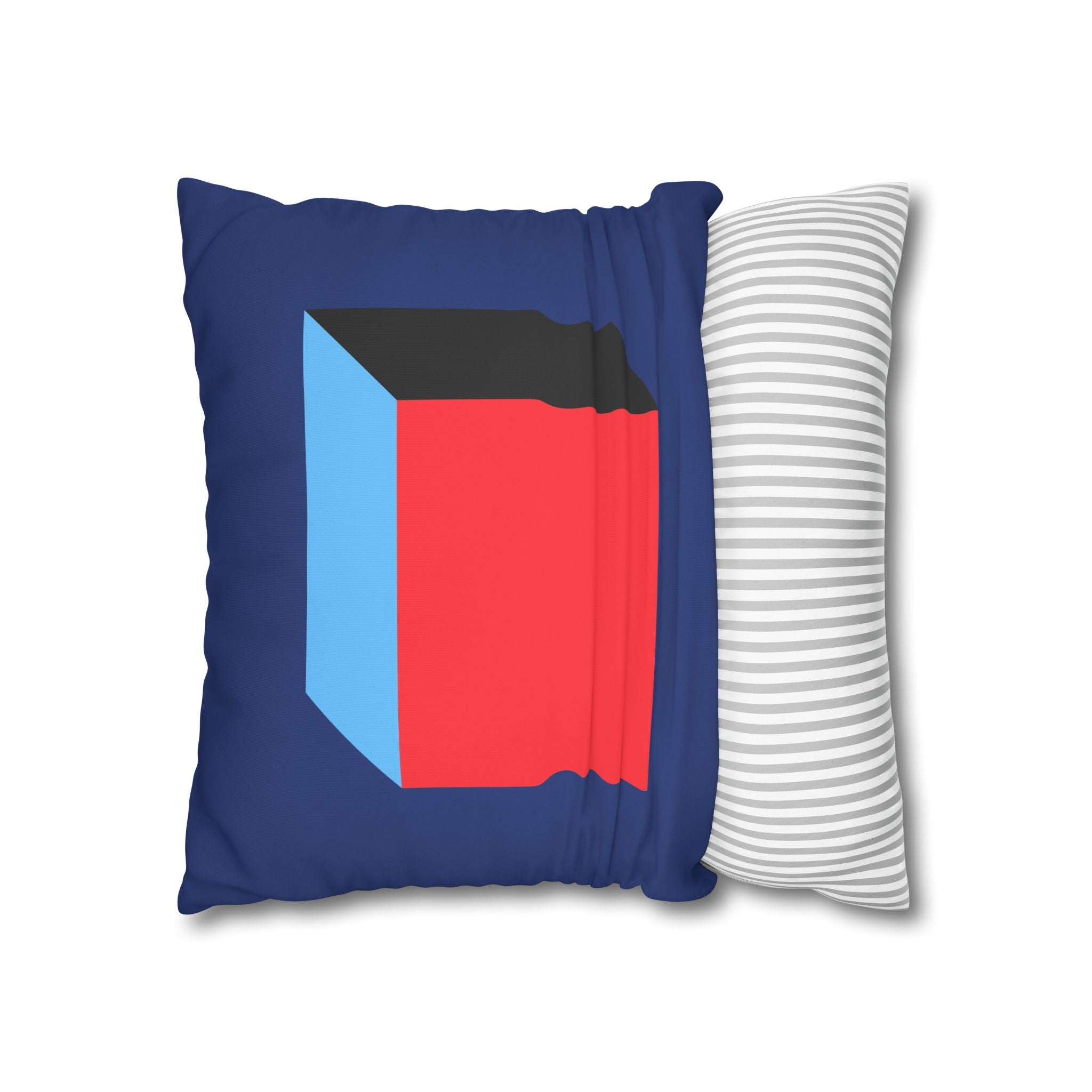 Geometric Cube Pillowcase - Red & Blue