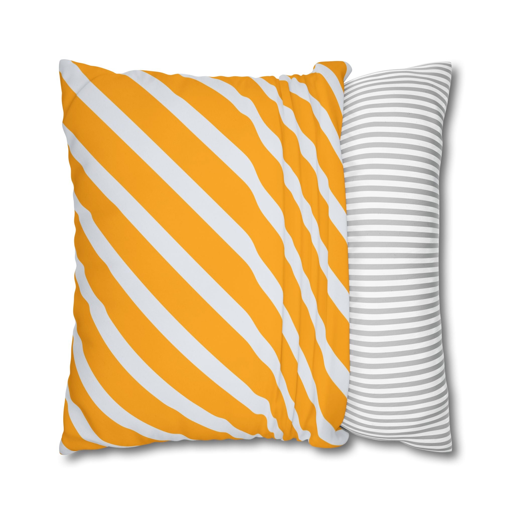 Neon Orange & Gray Diagonal Stripe Pillowcase