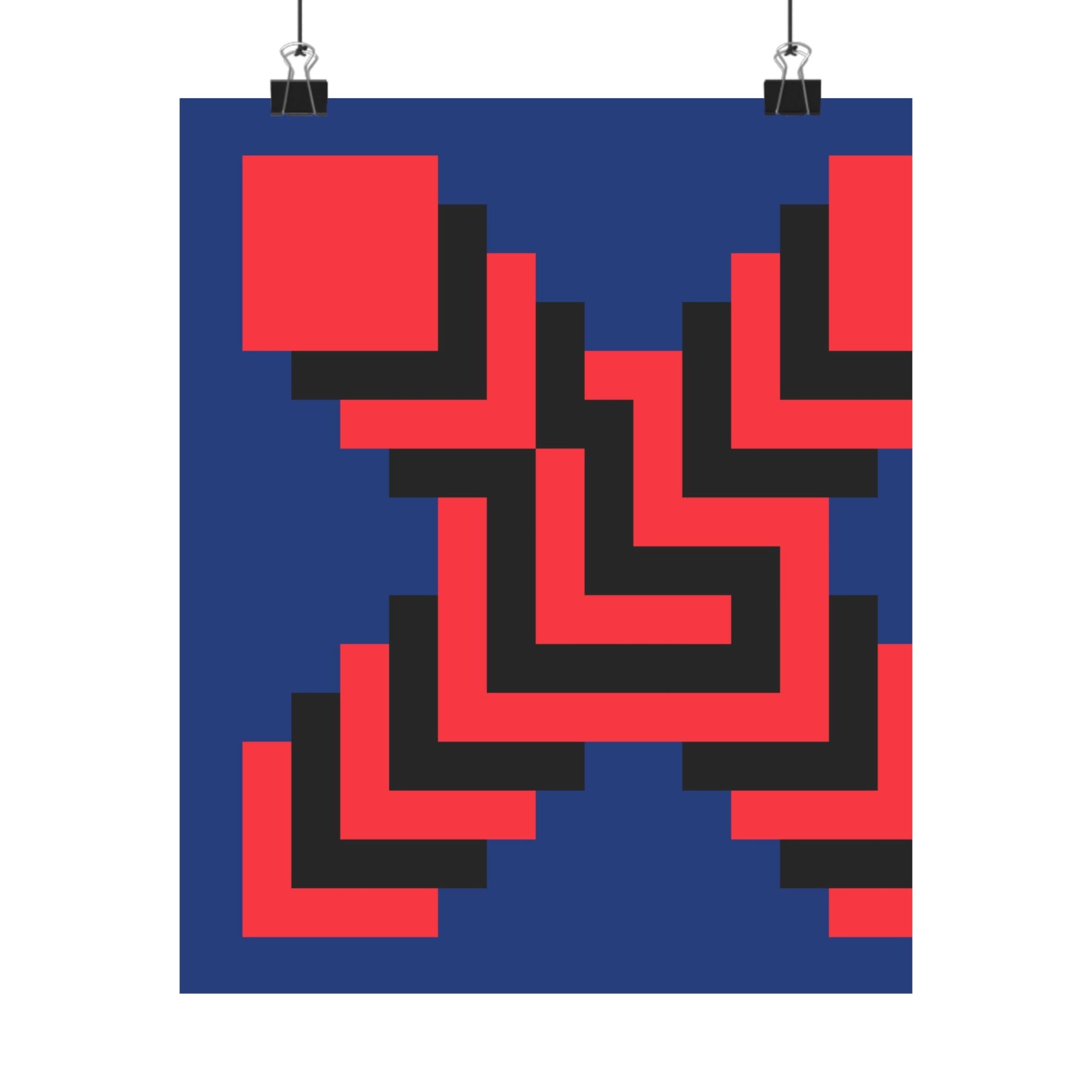 Geometric X Poster: Abstract Red & Black Art