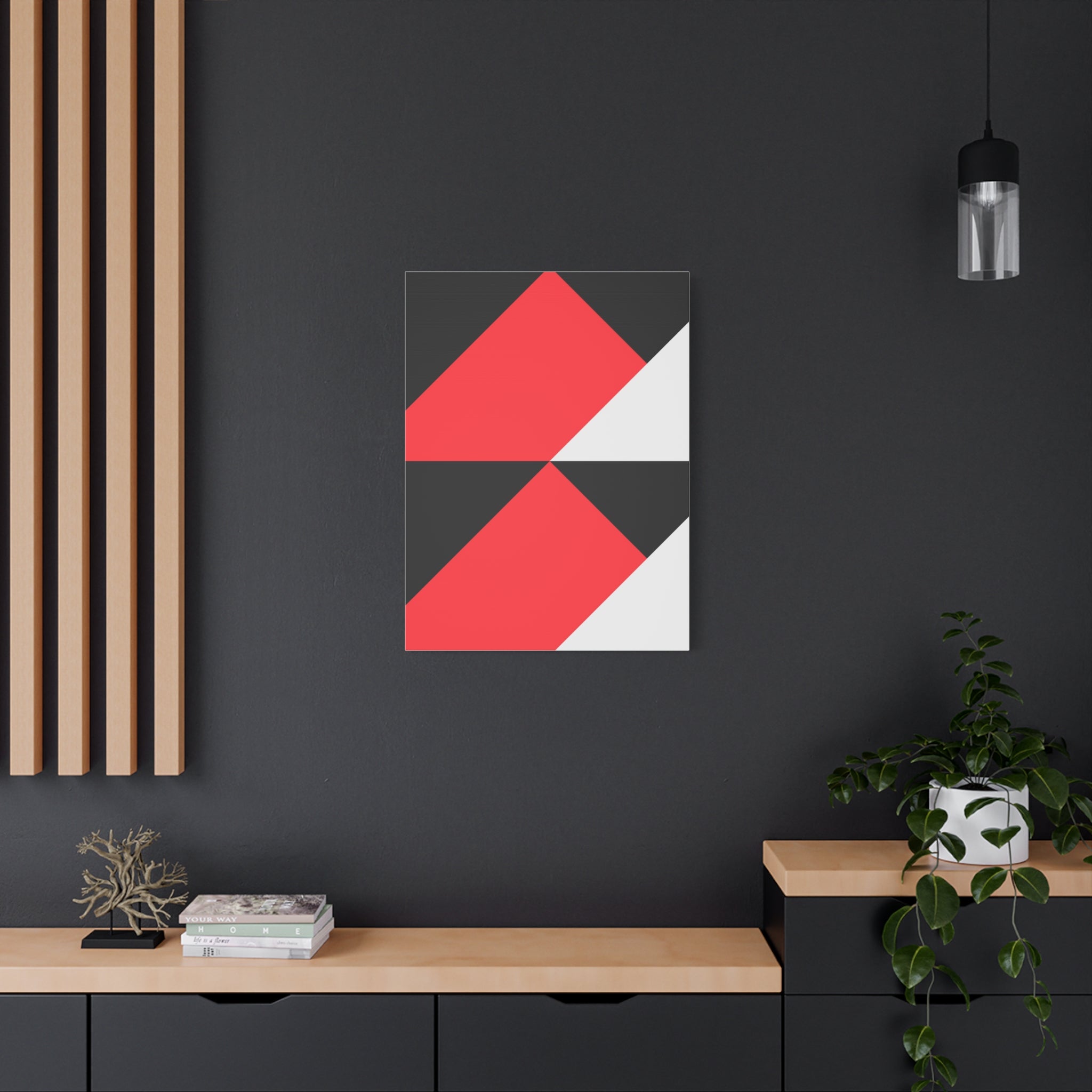 Geometric Red & Gray Canvas Art