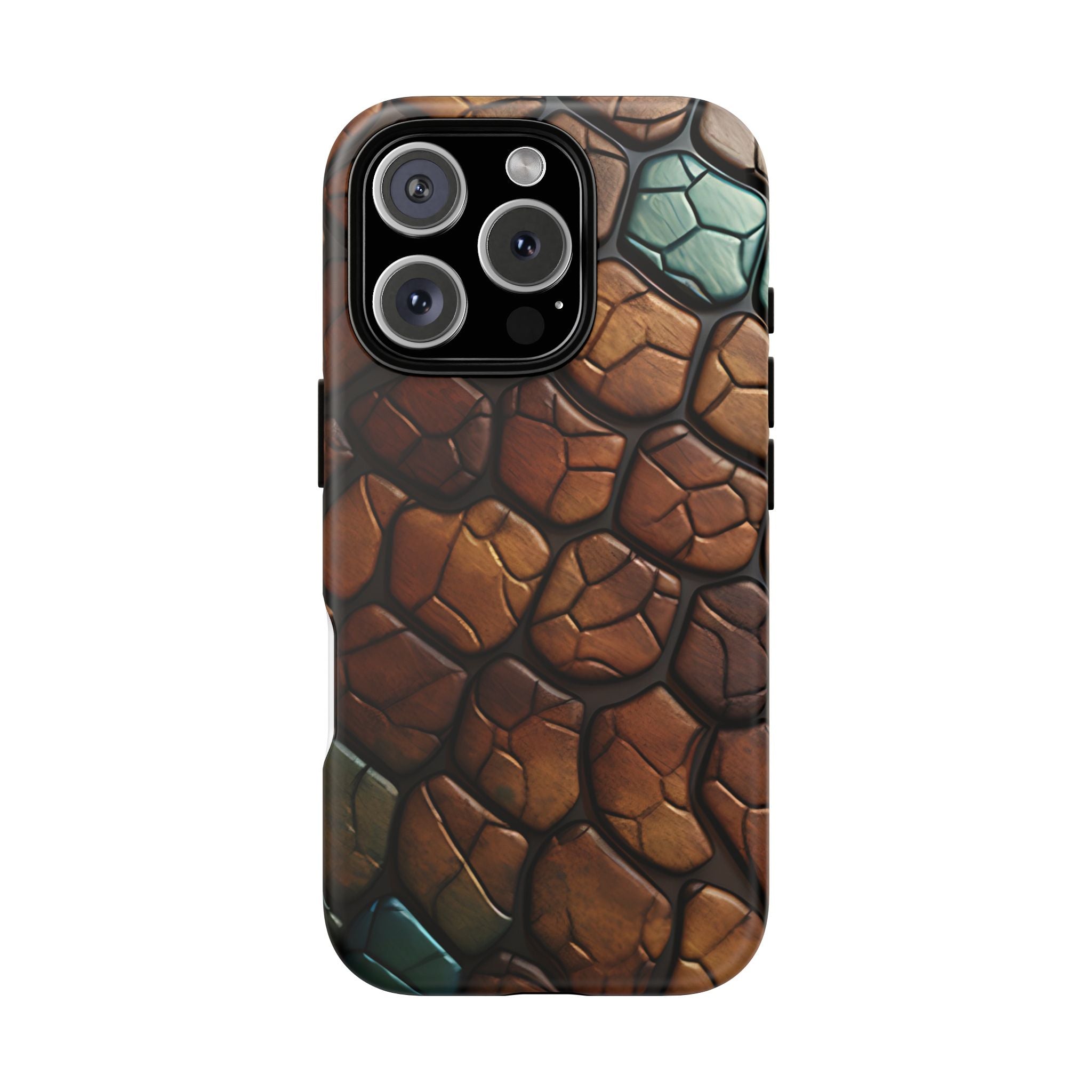 Mosaic Reptile iPhone Case - Teal & Brown