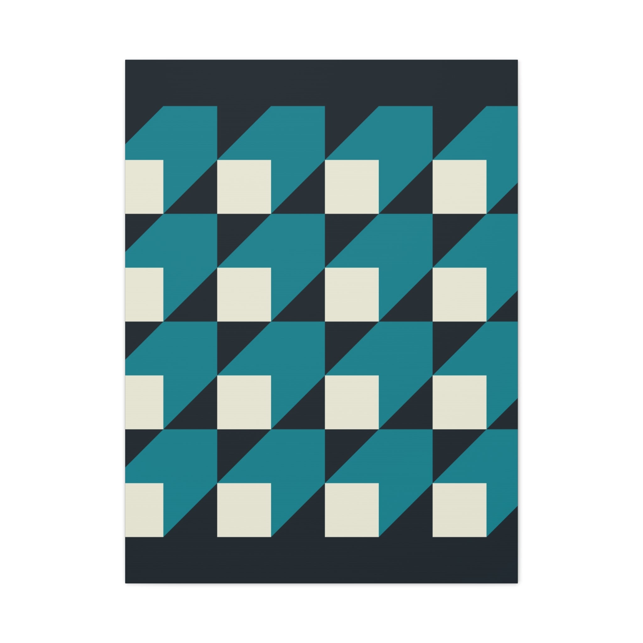 Geometric Teal Abstract Canvas Art