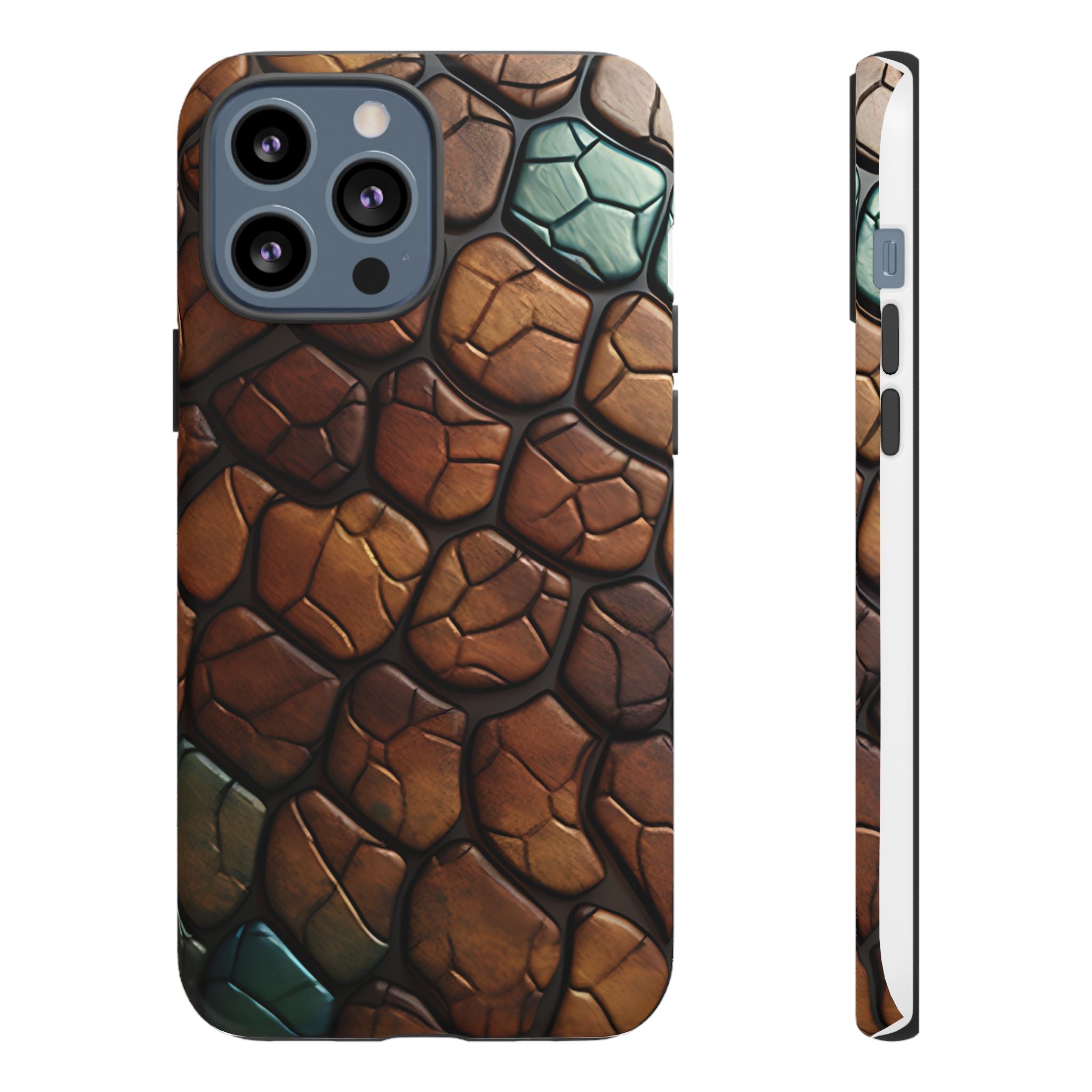 Mosaic Reptile iPhone Case - Teal & Brown