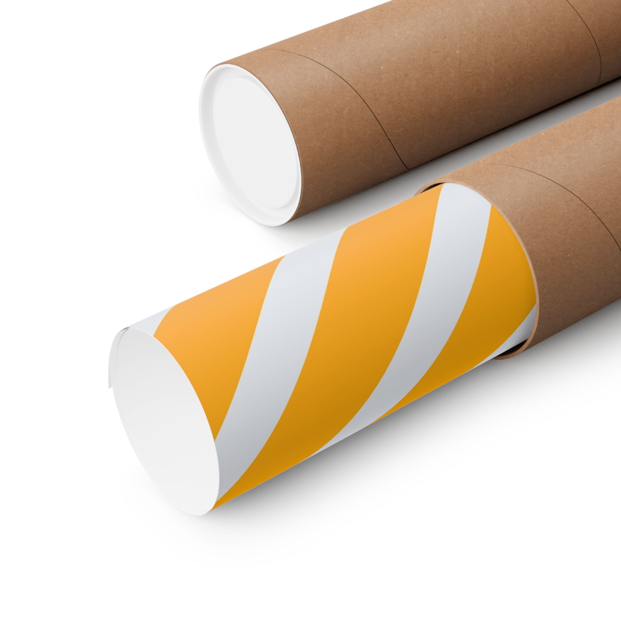 Orange & Gray Diagonal Stripe Poster