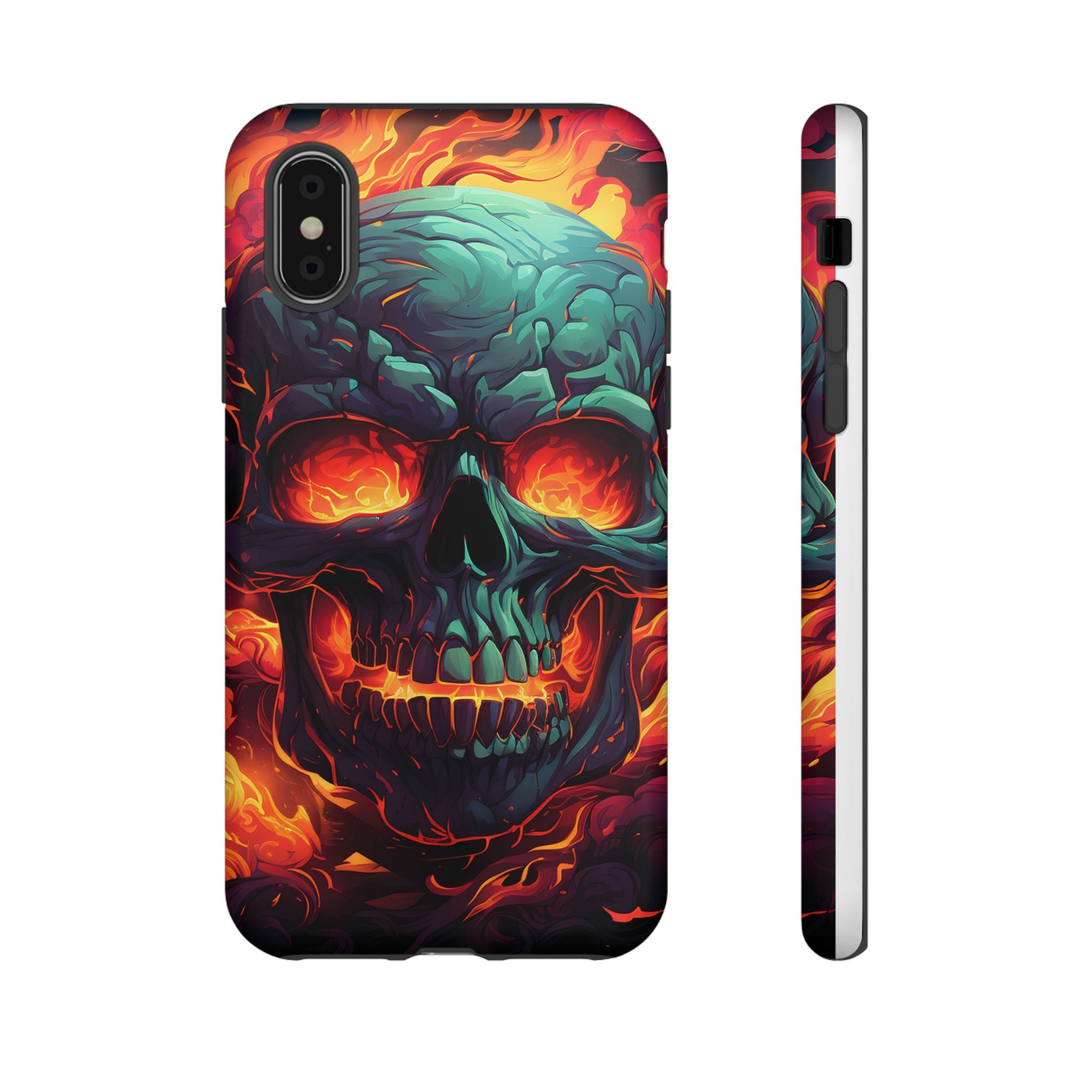 Fiery Skull Hexagon iPhone Case - Rugged