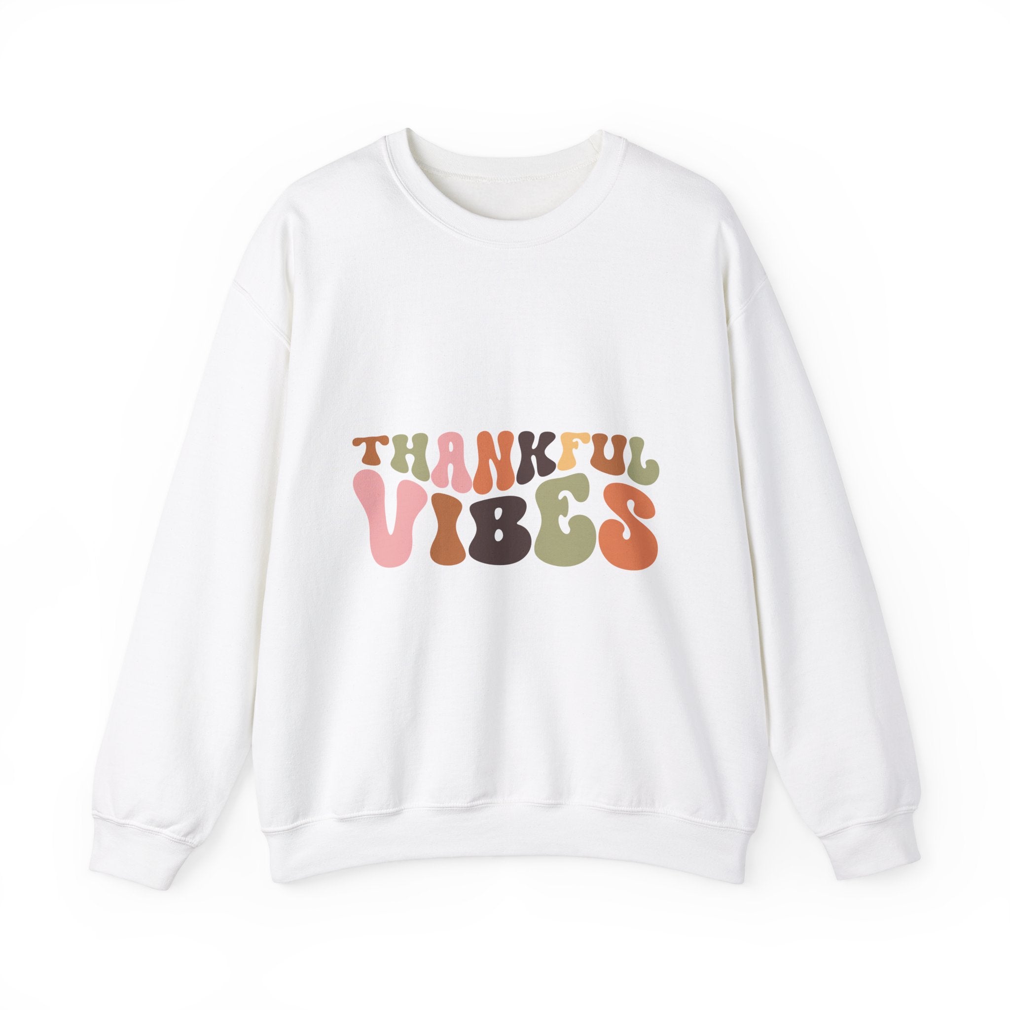 Thankful Vibes 70s Retro Thanksgiving Sweatshirt