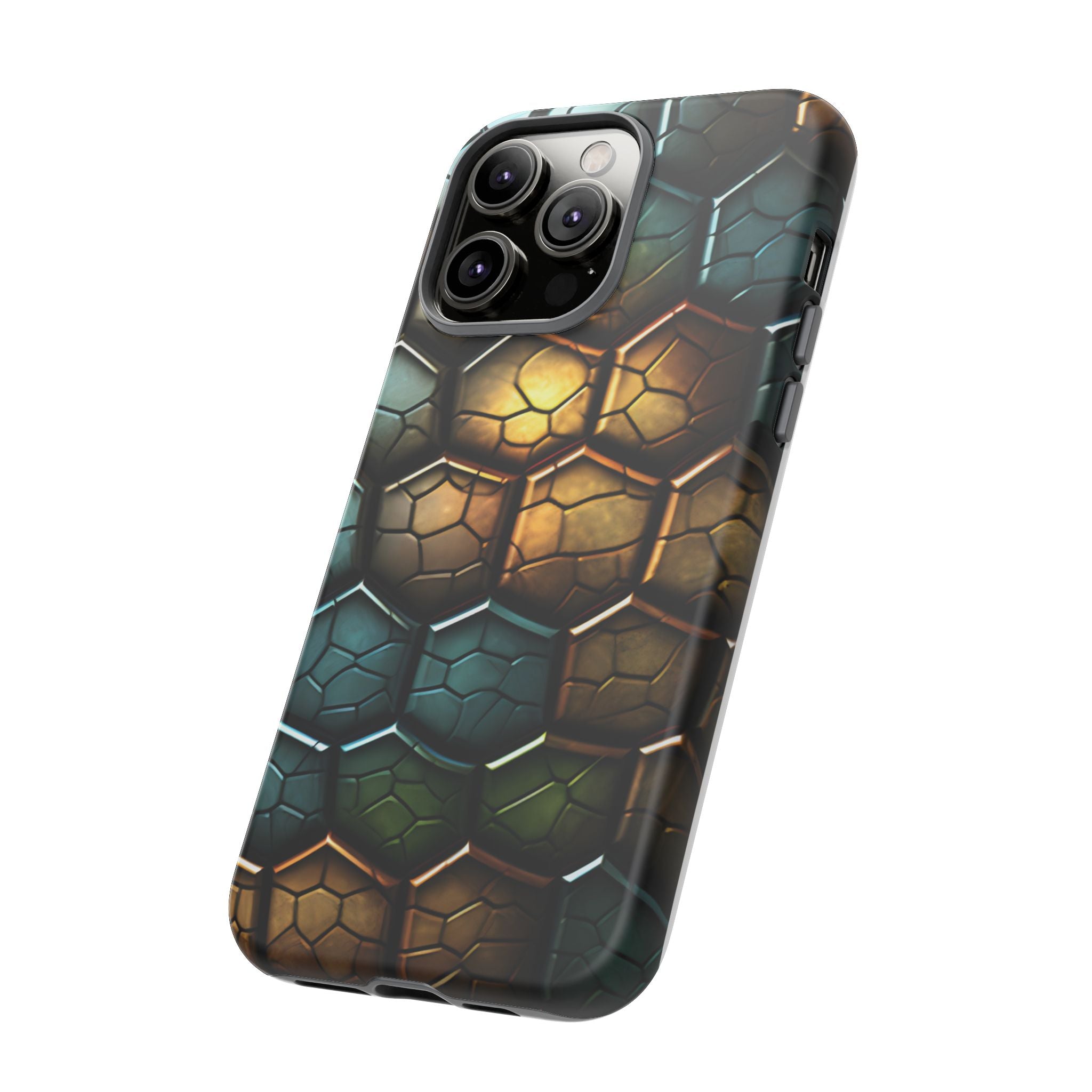 HexaScale iPhone Case: Teal & Bronze