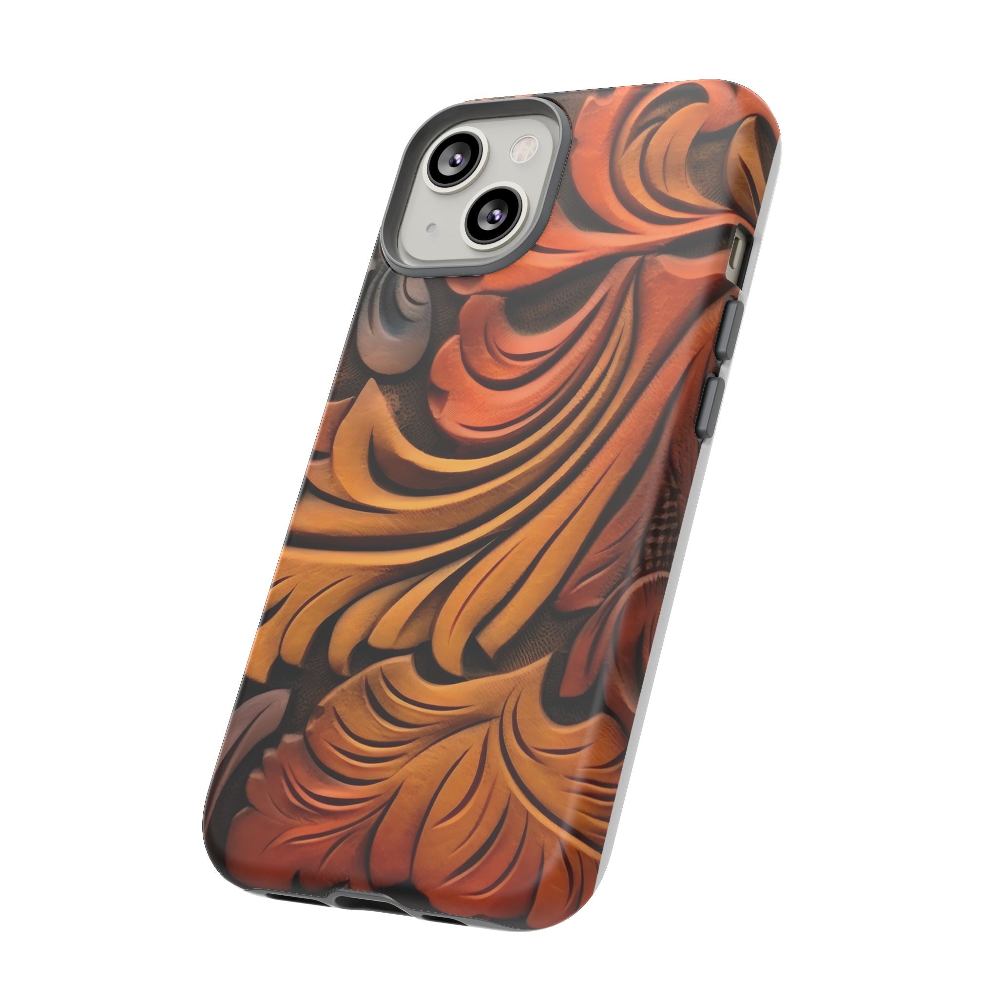 Art Nouveau Leather iPhone Case - Hexagon Stone