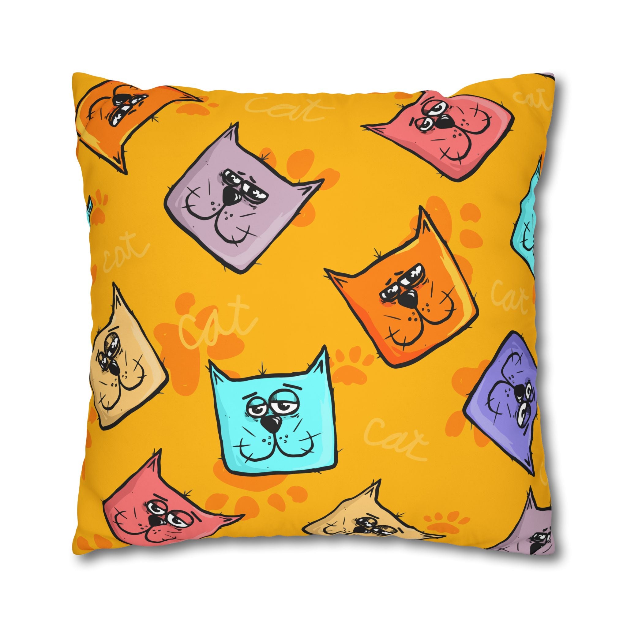 Pastel Cat Pillowcase - Gold Paw Print