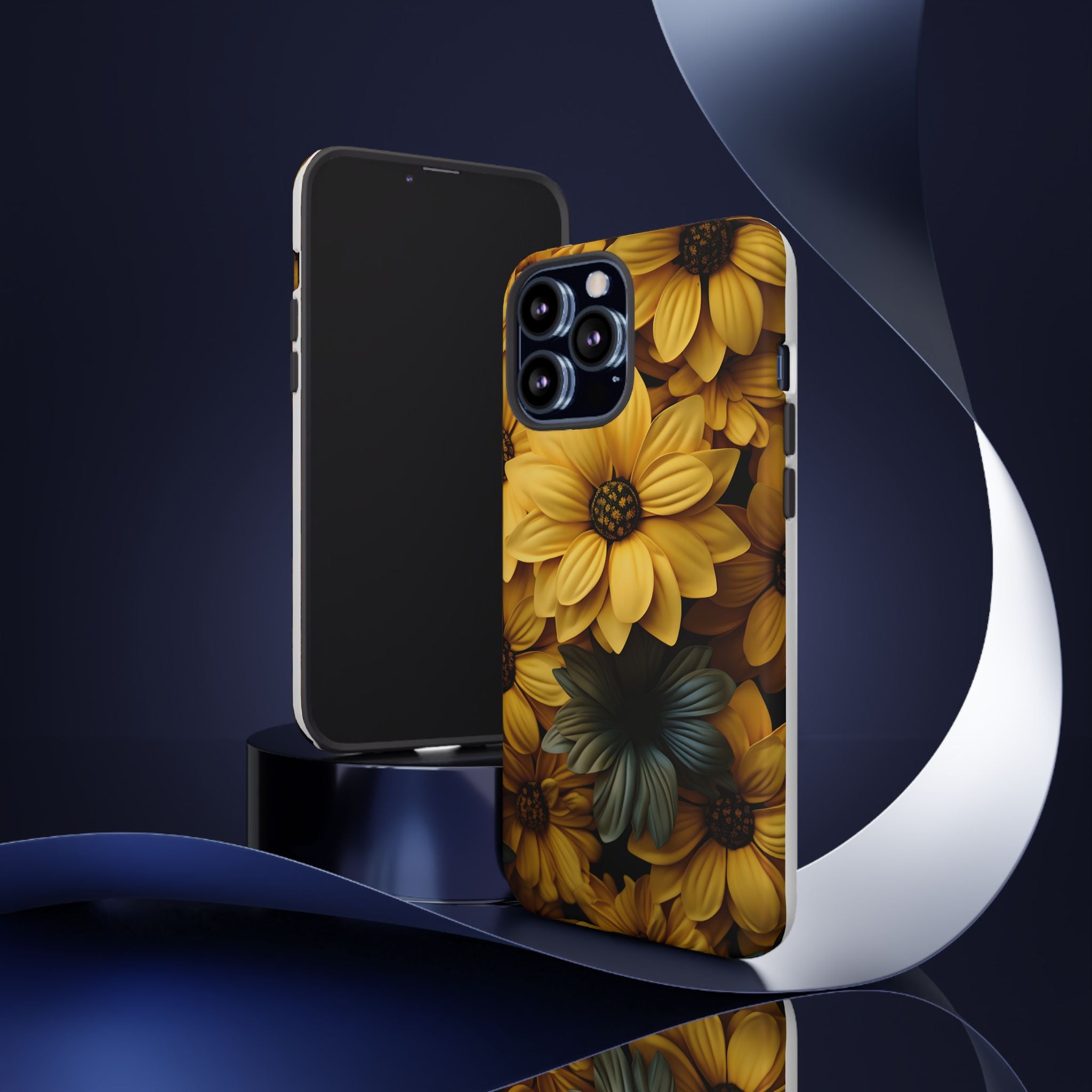 Golden Bloom Hexagon iPhone Case - Rugged Texture