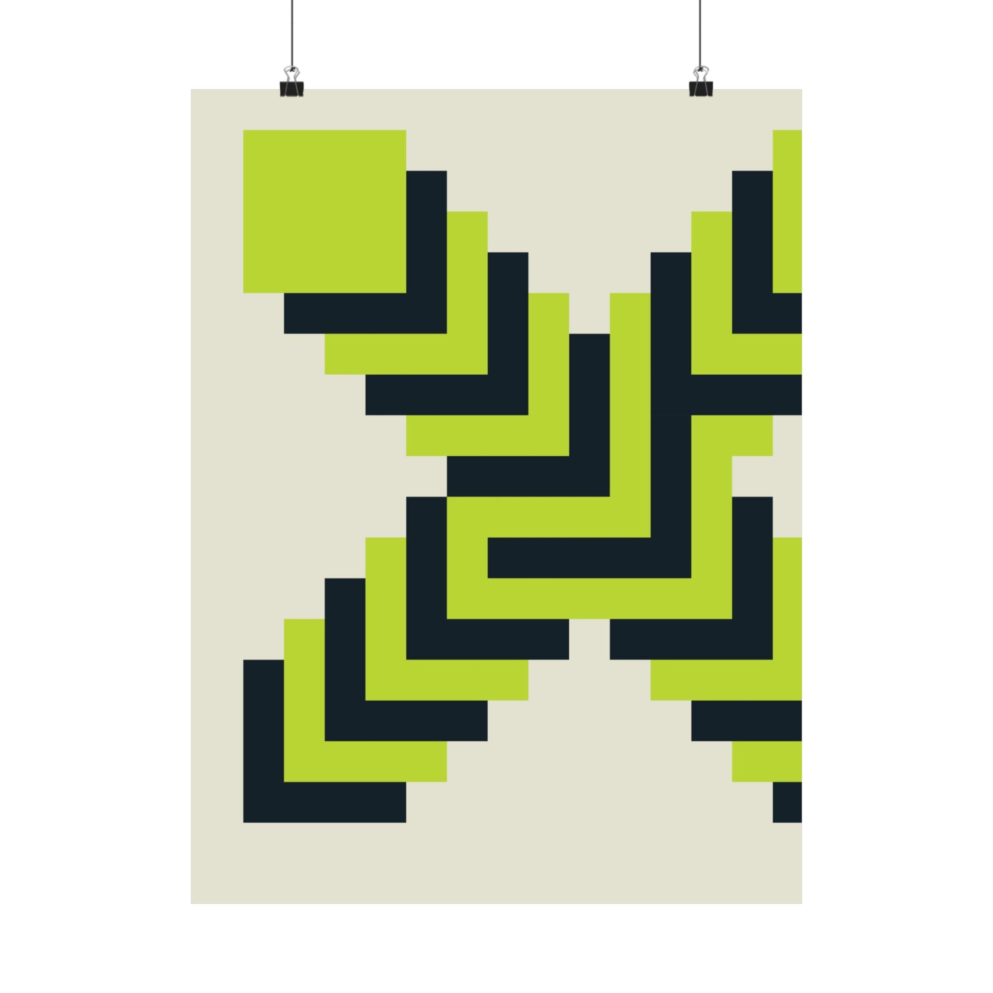 Geometric X Poster: Teal & Lime Art