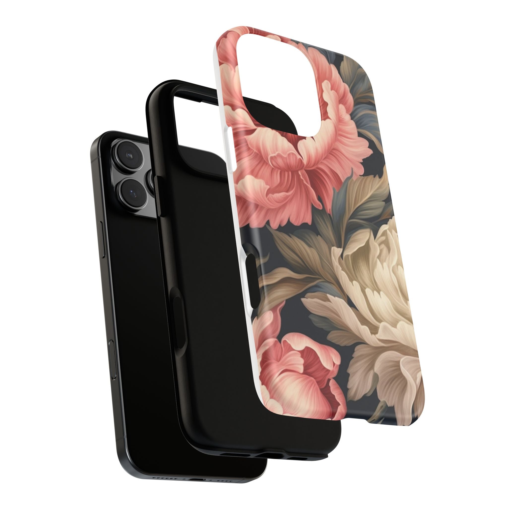 Blush Peony Floral iPhone Case - Hexagon Stone