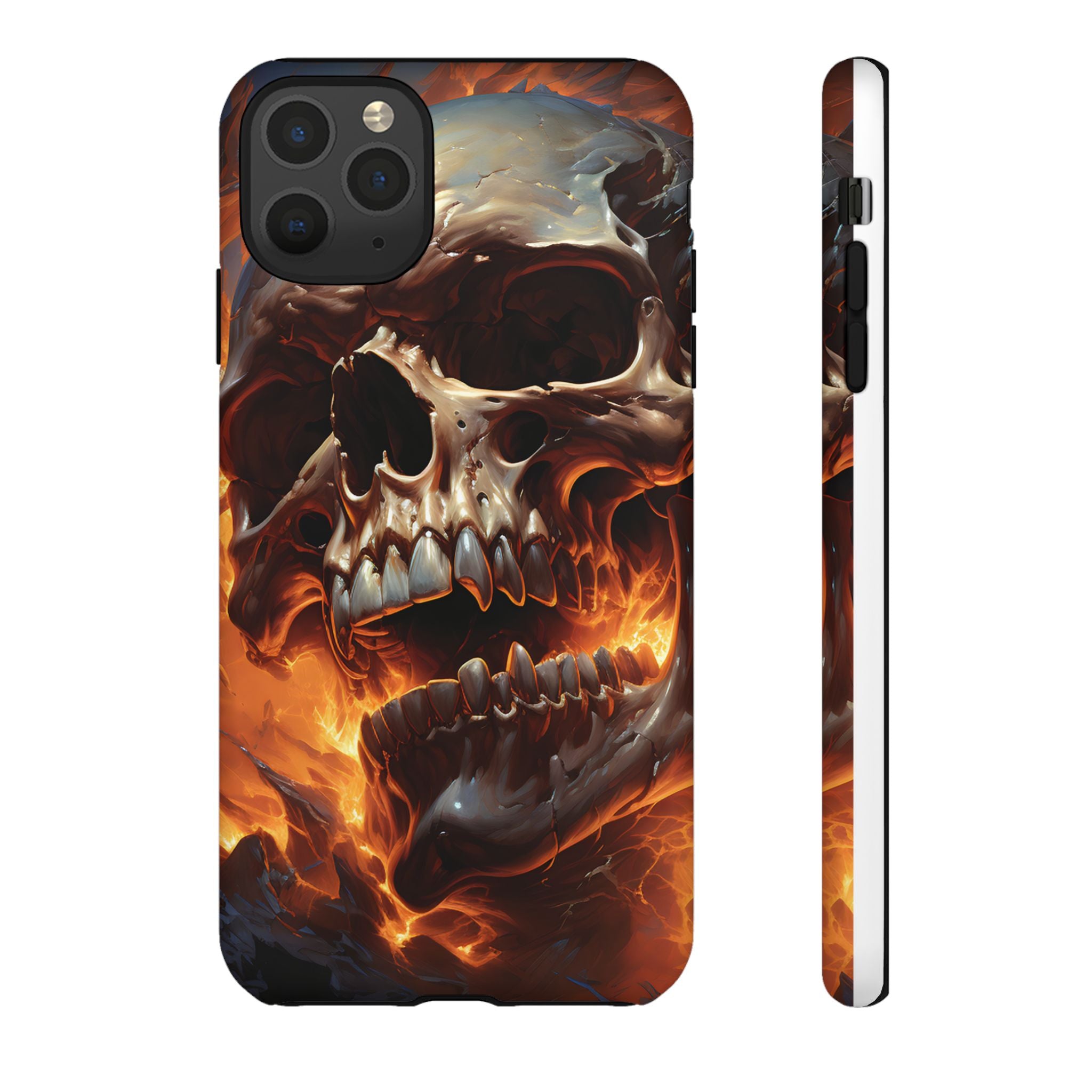 Fiery Skull Hexagon iPhone Case - Rugged